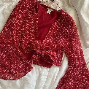 Urban Outfitters red tie shirt with flare sleeves